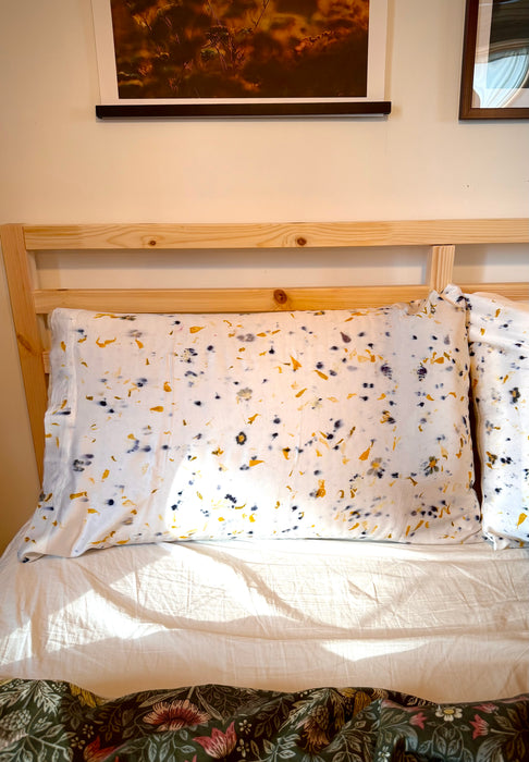 Taie d’oreiller en soie impression botanique