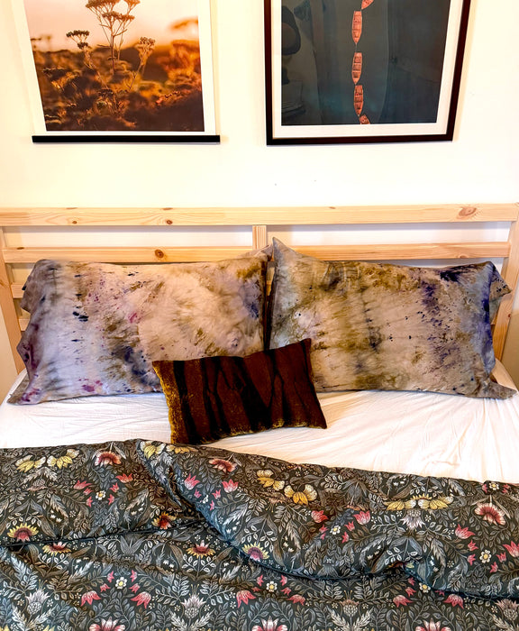 Taie d’oreiller en soie impression botanique