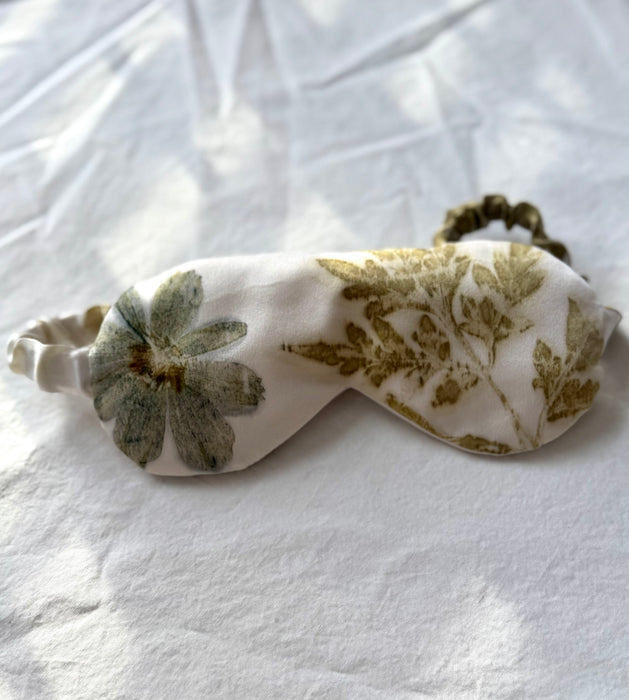 Masque de sommeil en soie, impression botanique