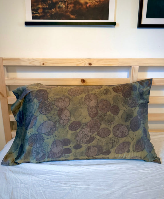 Taie d’oreiller en soie impression botanique
