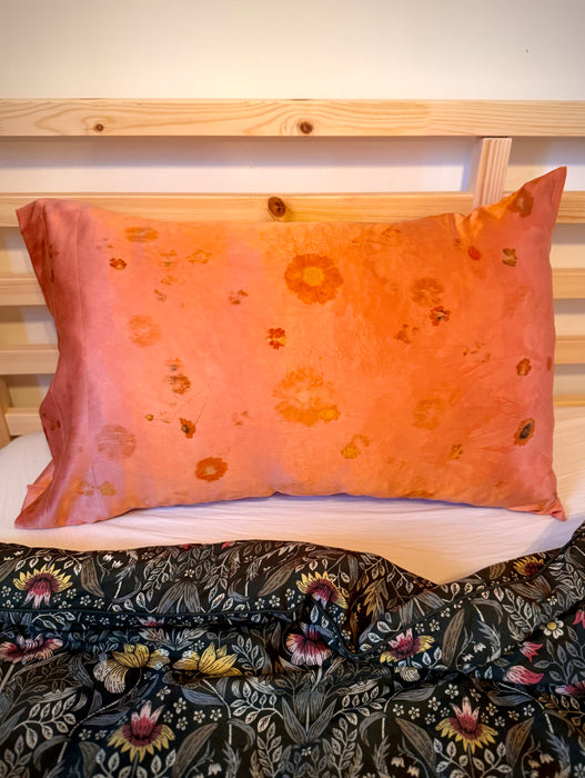 Taie d’oreiller en soie impression botanique