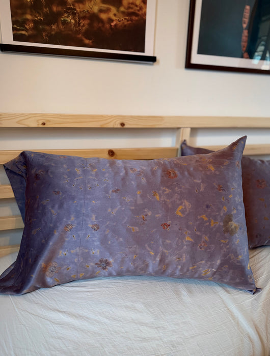 Taie d’oreiller en soie impression botanique