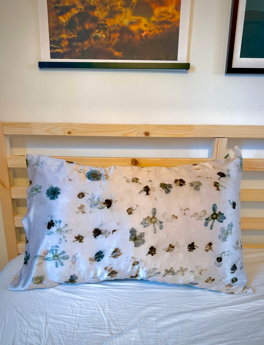Taie d’oreiller en soie impression botanique
