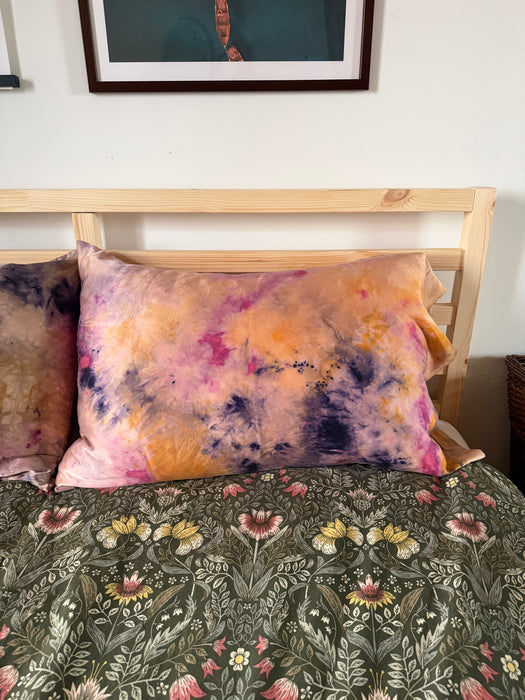 Taie d’oreiller en soie impression botanique